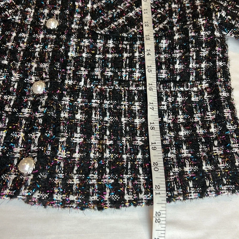 Bagatelle Tweed Sparkle Cropped Multi Color Jacket SZ M - Picture 13 of 14